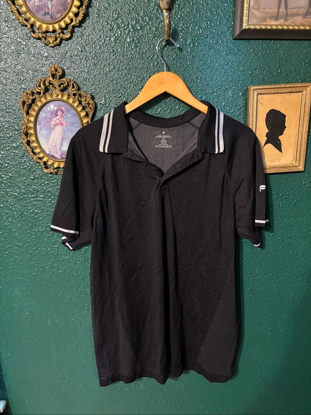 Fabletics Performance Mens Black Polo Sz XL